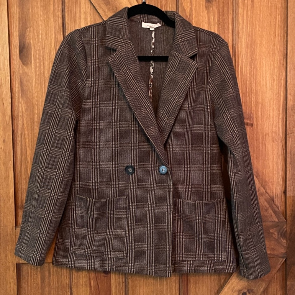 Mystree Plaid Brown Blazer